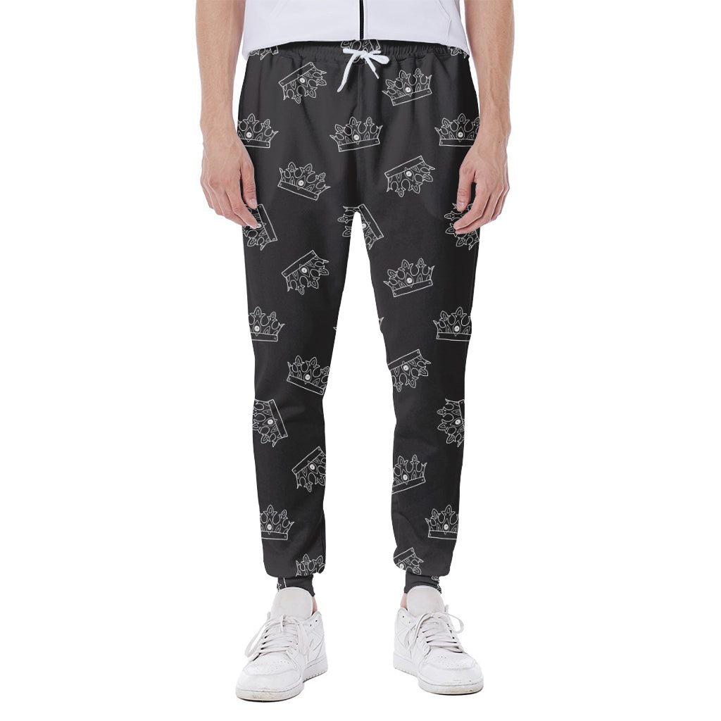 Doodle Crown Pattern Print Scuba Joggers