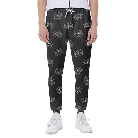 Doodle Crown Pattern Print Scuba Joggers