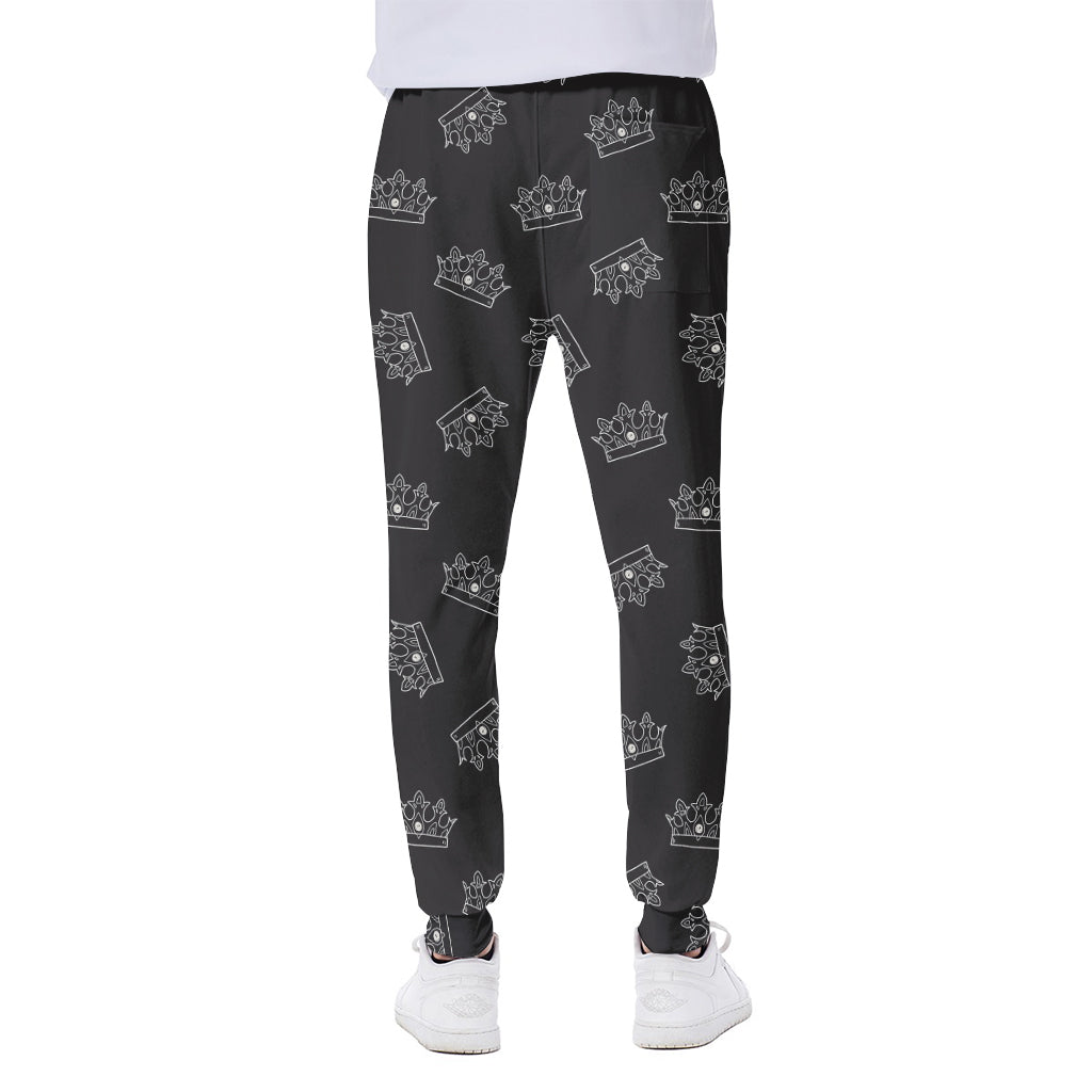 Doodle Crown Pattern Print Scuba Joggers