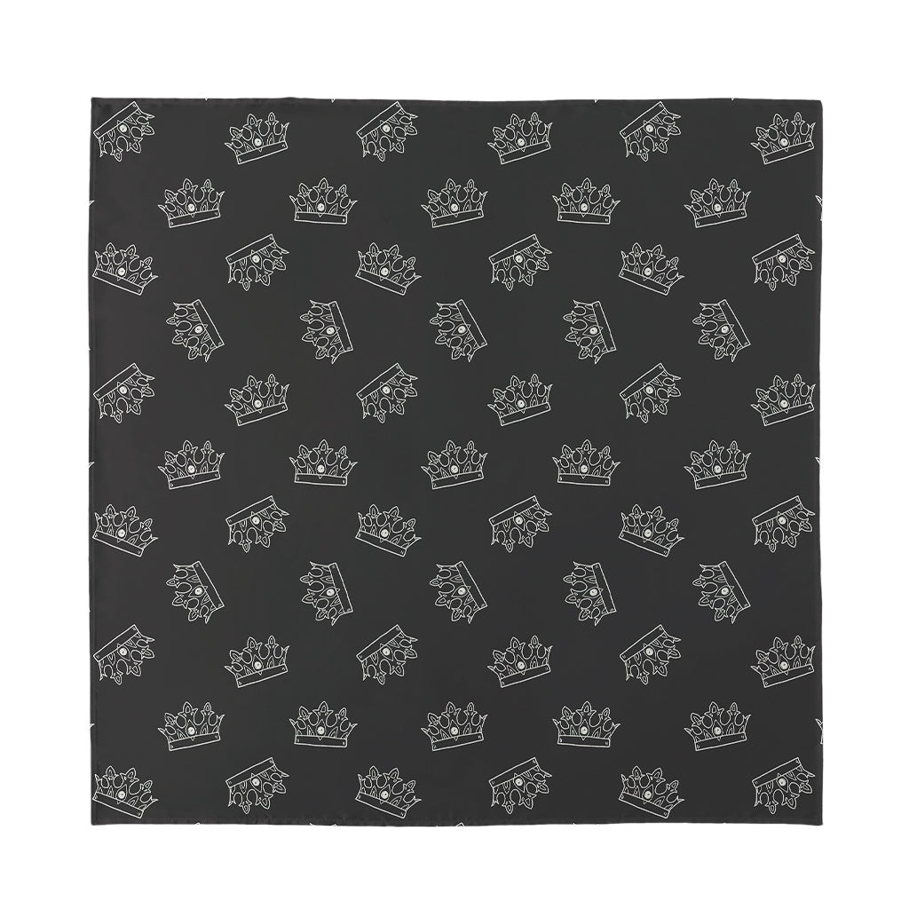 Doodle Crown Pattern Print Silk Bandana