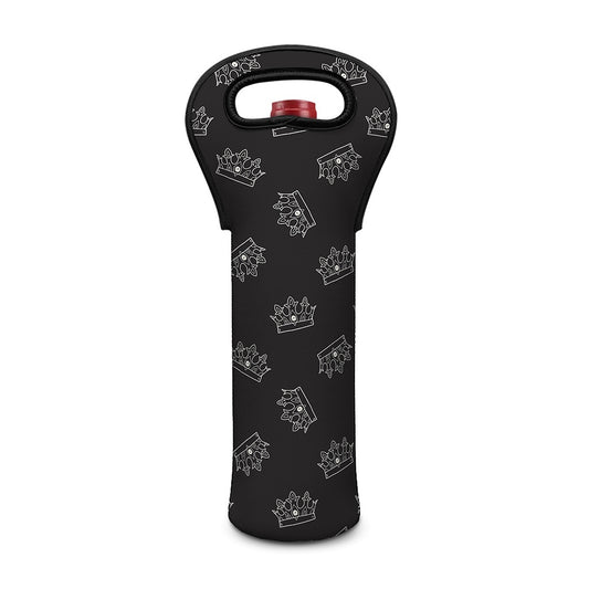 Doodle Crown Pattern Print Single Neoprene Wine Tote