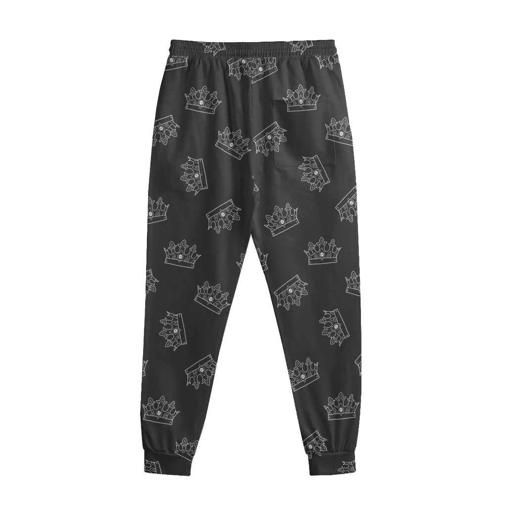 Doodle Crown Pattern Print Sweatpants