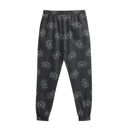 Doodle Crown Pattern Print Sweatpants
