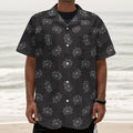 Doodle Crown Pattern Print Textured Short Sleeve Shirt