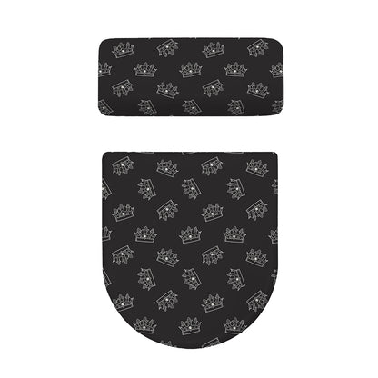 Doodle Crown Pattern Print Toilet Lid And Tank Cover Set