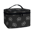 Doodle Crown Pattern Print Travel Makeup Bag
