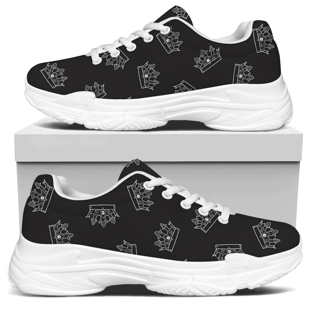 Doodle Crown Pattern Print White Chunky Shoes