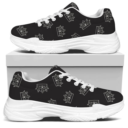 Doodle Crown Pattern Print White Chunky Shoes