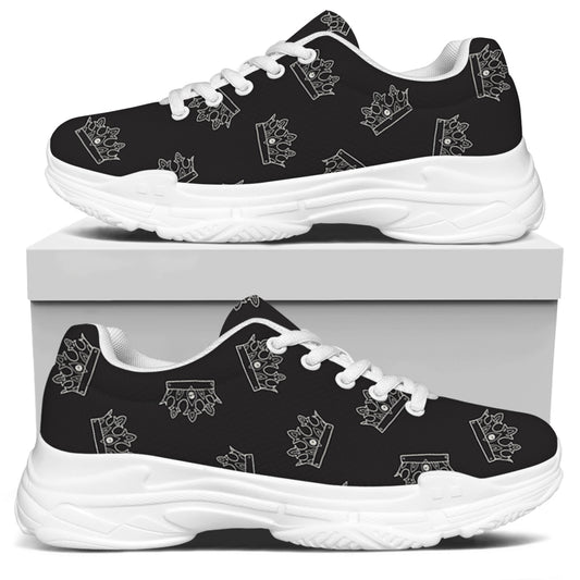 Doodle Crown Pattern Print White Chunky Shoes