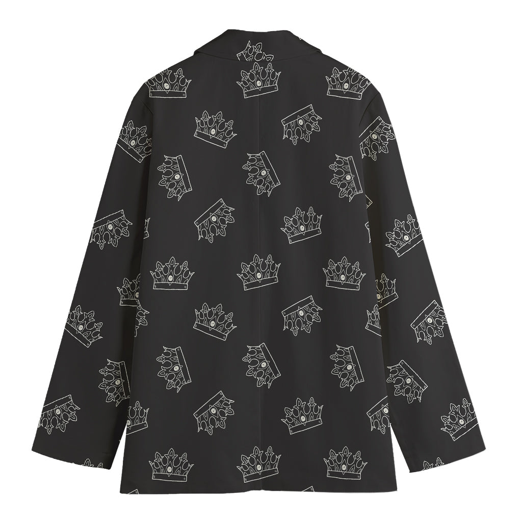 Doodle Crown Pattern Print Women's Cotton Blazer
