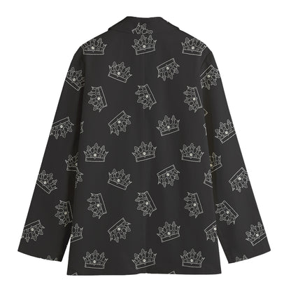 Doodle Crown Pattern Print Women's Cotton Blazer