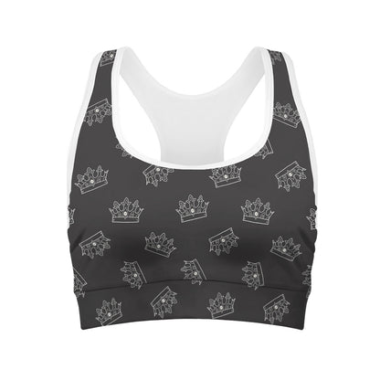 Doodle Crown Pattern Print Women's Sports Bra