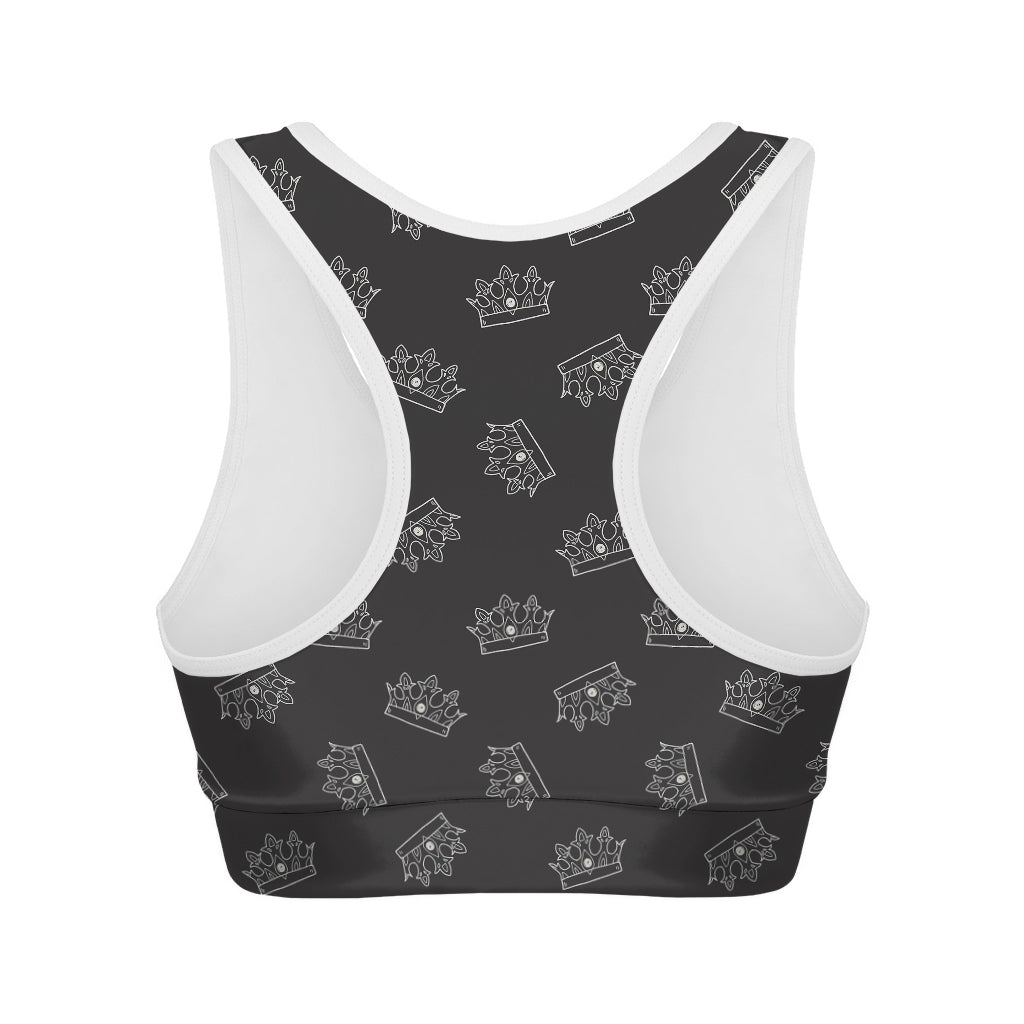 Doodle Crown Pattern Print Women's Sports Bra