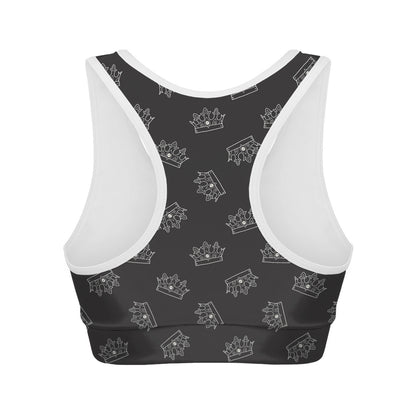 Doodle Crown Pattern Print Women's Sports Bra