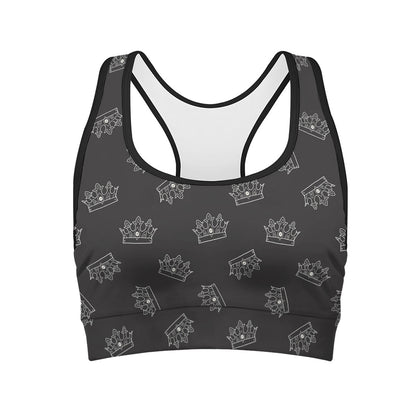 Doodle Crown Pattern Print Women's Sports Bra