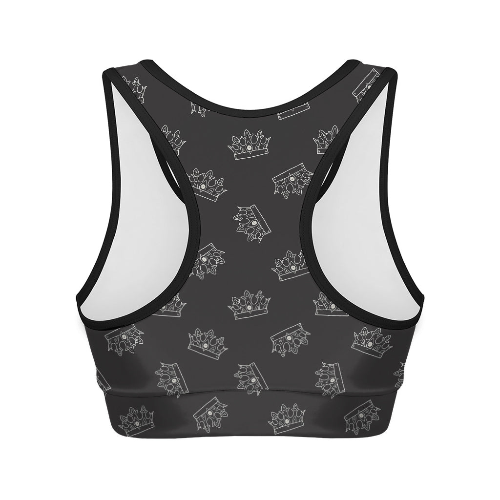 Doodle Crown Pattern Print Women's Sports Bra