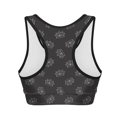 Doodle Crown Pattern Print Women's Sports Bra