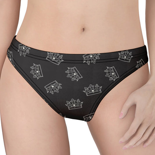 Doodle Crown Pattern Print Women's Thong