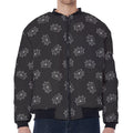 Doodle Crown Pattern Print Zip Sleeve Bomber Jacket
