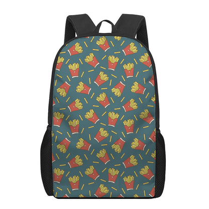 Doodle French Fries Pattern Print 17 Inch Backpack