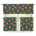 Doodle French Fries Pattern Print 3 Piece Kitchen Curtains