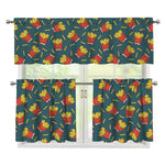 Doodle French Fries Pattern Print 3 Piece Kitchen Curtains