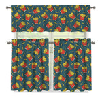 Doodle French Fries Pattern Print 3 Piece Kitchen Curtains