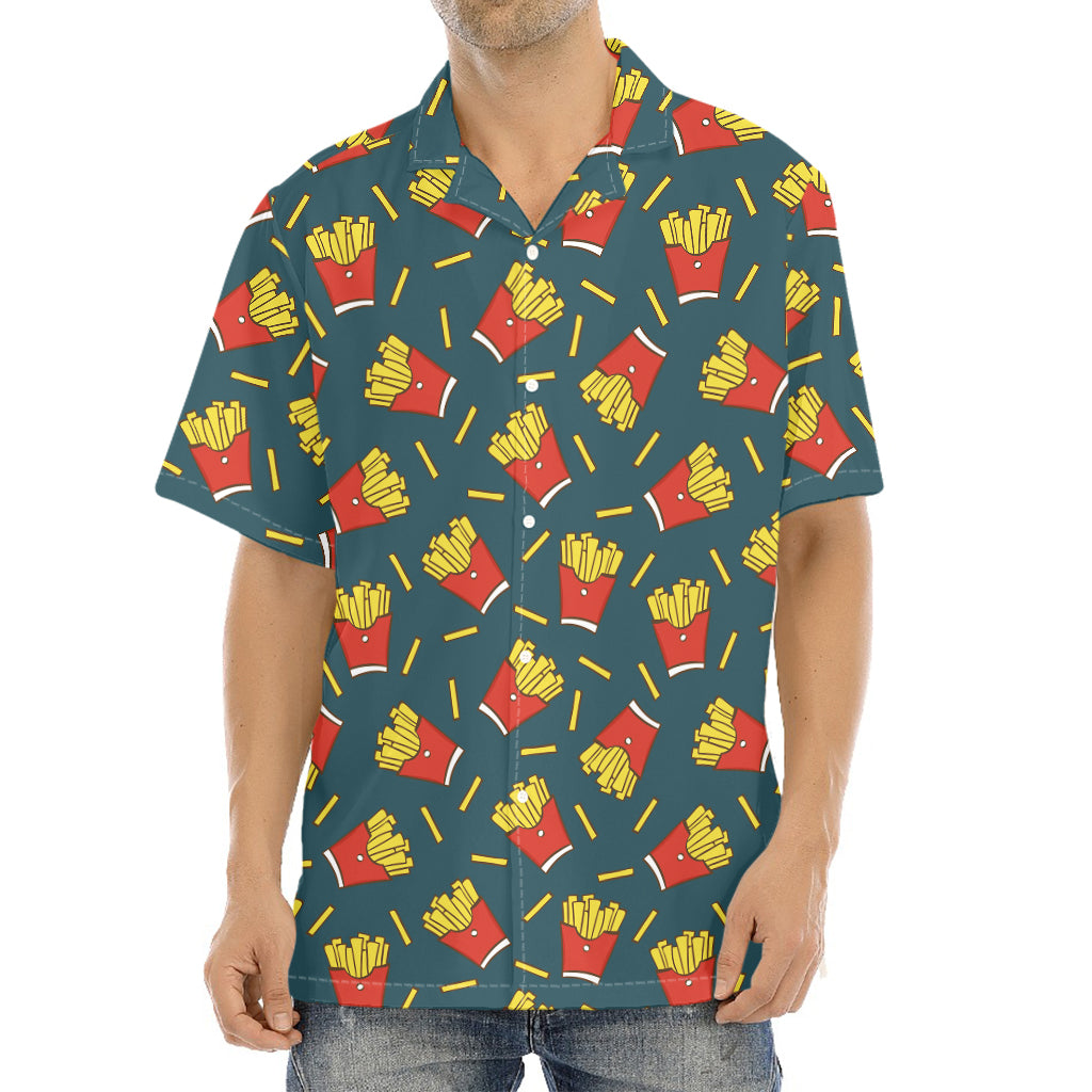 Doodle French Fries Pattern Print Aloha Shirt