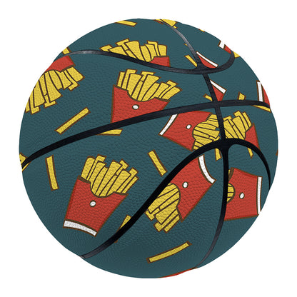 Doodle French Fries Pattern Print Basketball