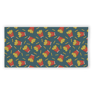 Doodle French Fries Pattern Print Beach Towel