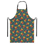 Doodle French Fries Pattern Print Bib Apron With Pocket
