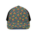 Doodle French Fries Pattern Print Black Mesh Trucker Hat