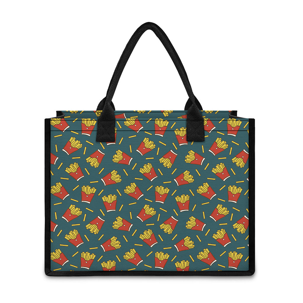 Doodle French Fries Pattern Print Canvas Tote Bag