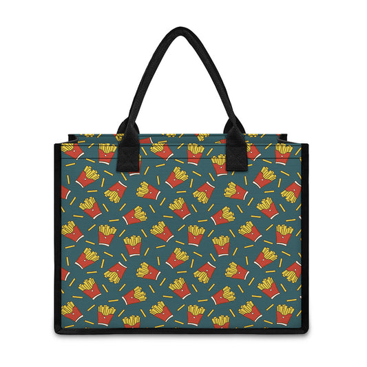 Doodle French Fries Pattern Print Canvas Tote Bag