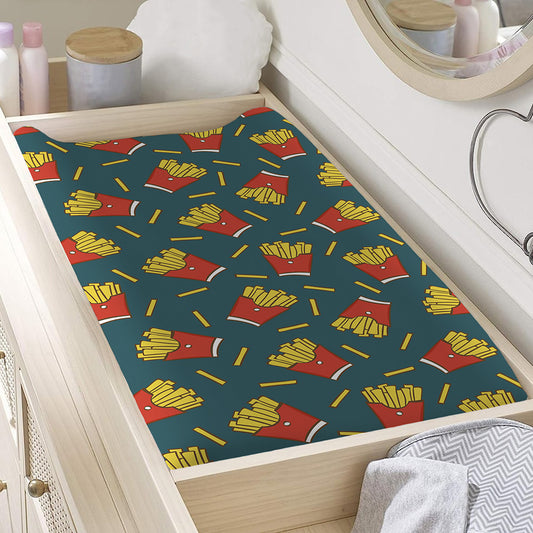Doodle French Fries Pattern Print Changing Pad Cover