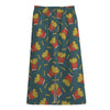 Doodle French Fries Pattern Print Cotton Front Slit Maxi Skirt