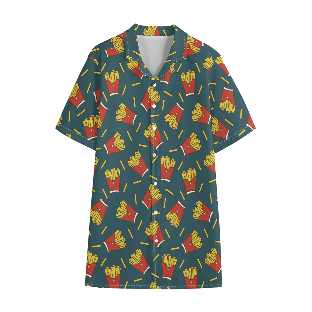 Doodle French Fries Pattern Print Cotton Hawaiian Shirt