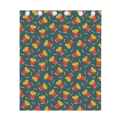 Doodle French Fries Pattern Print Curtain