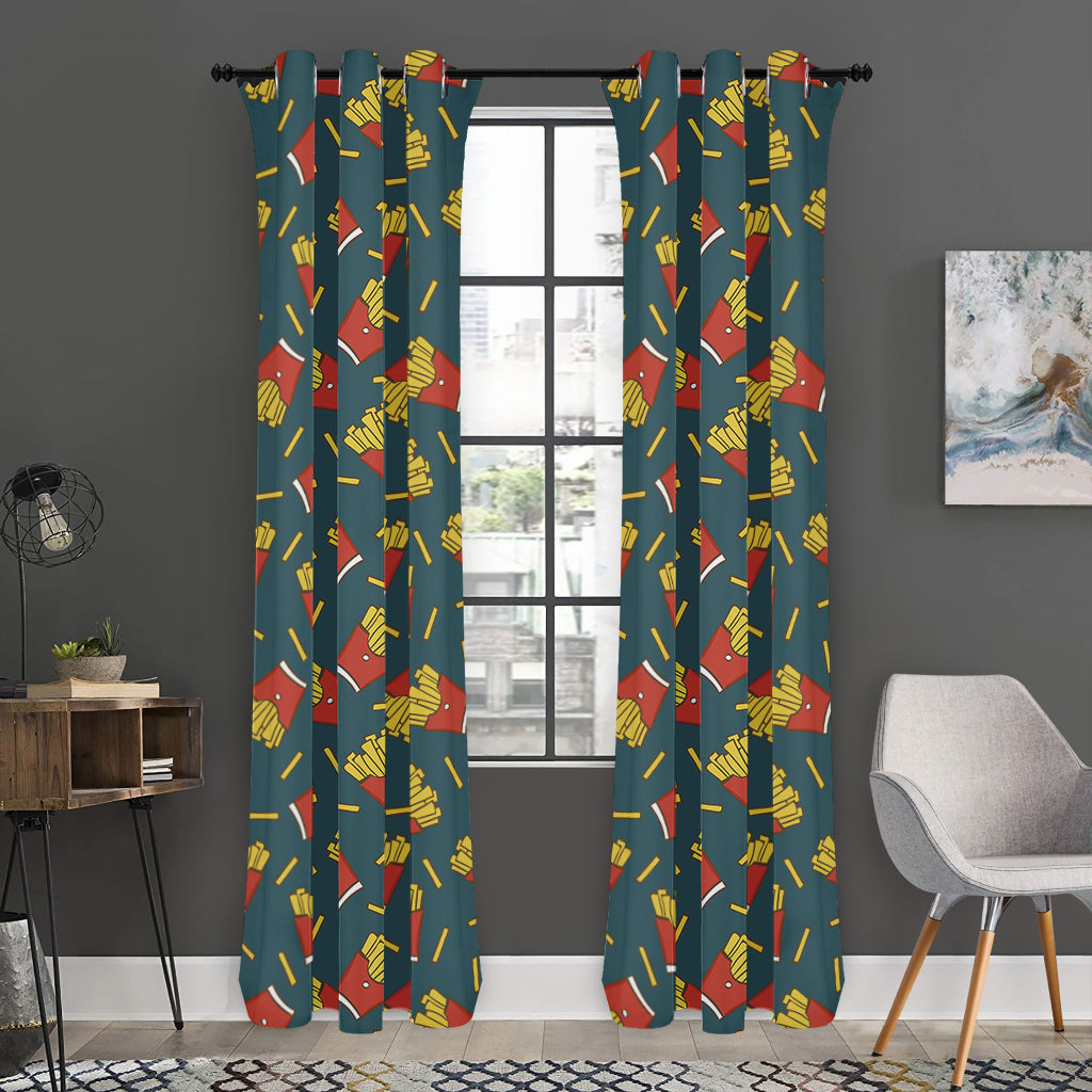 Doodle French Fries Pattern Print Curtain