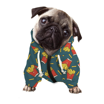 Doodle French Fries Pattern Print Dog Zip Up Hoodie