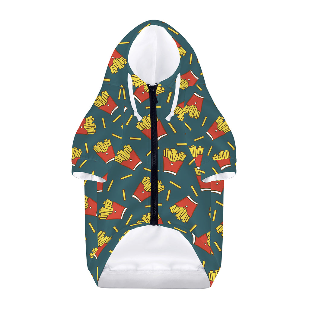 Doodle French Fries Pattern Print Dog Zip Up Hoodie