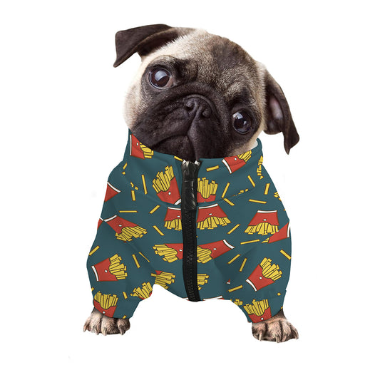 Doodle French Fries Pattern Print Dog Zip Up Jacket