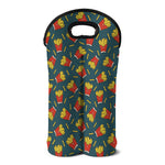 Doodle French Fries Pattern Print Double Neoprene Wine Tote