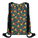 Doodle French Fries Pattern Print Drawstring Backpack