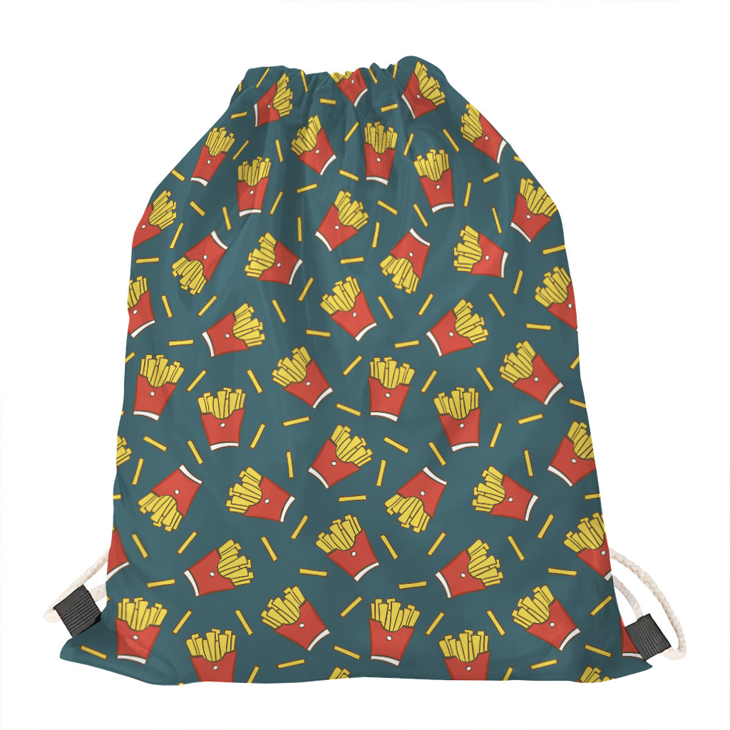 Doodle French Fries Pattern Print Drawstring Bag