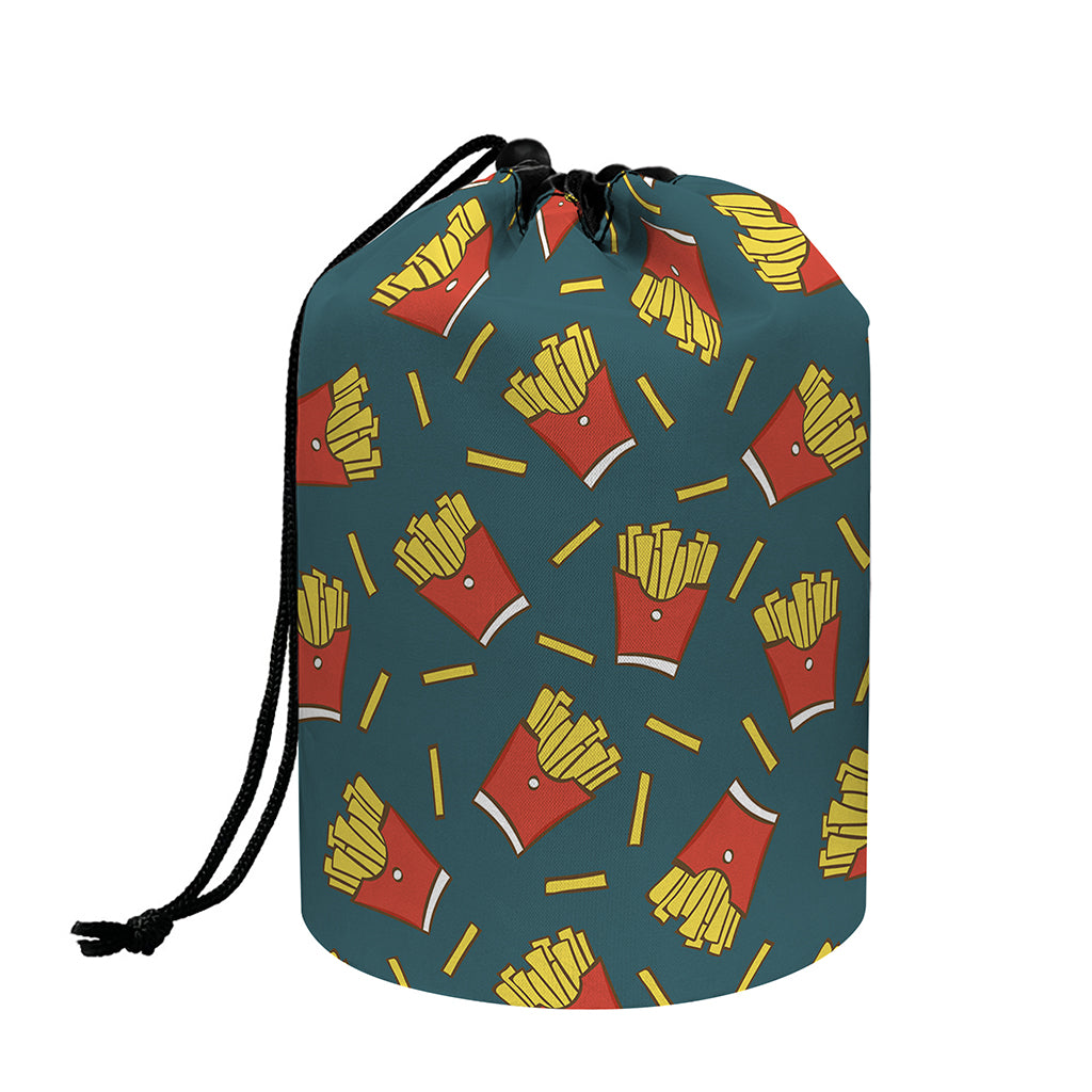 Doodle French Fries Pattern Print Drawstring Makeup Bag