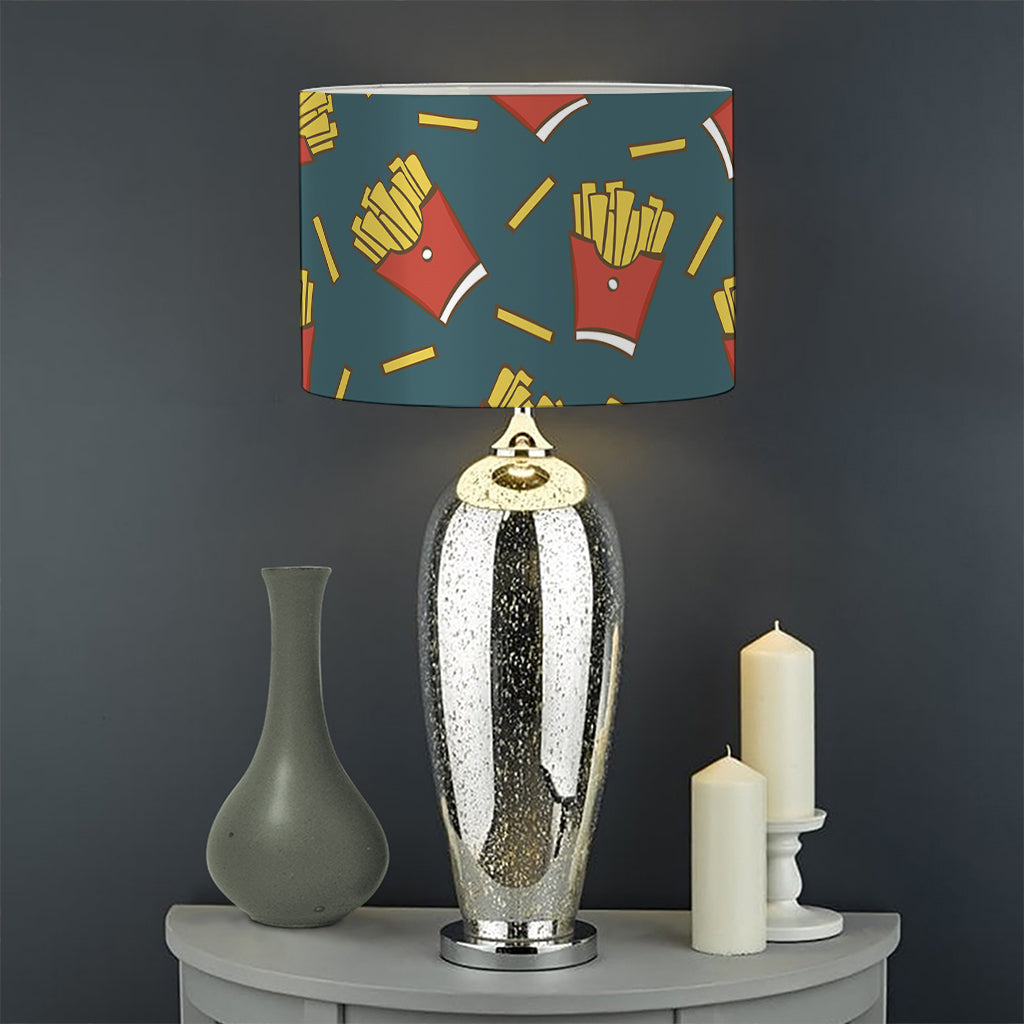 Doodle French Fries Pattern Print Drum Lamp Shade