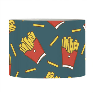 Doodle French Fries Pattern Print Drum Lamp Shade