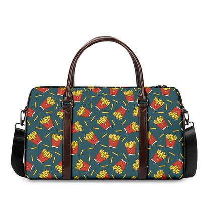 Doodle French Fries Pattern Print Duffle Bag