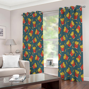 Doodle French Fries Pattern Print Extra Wide Grommet Curtains